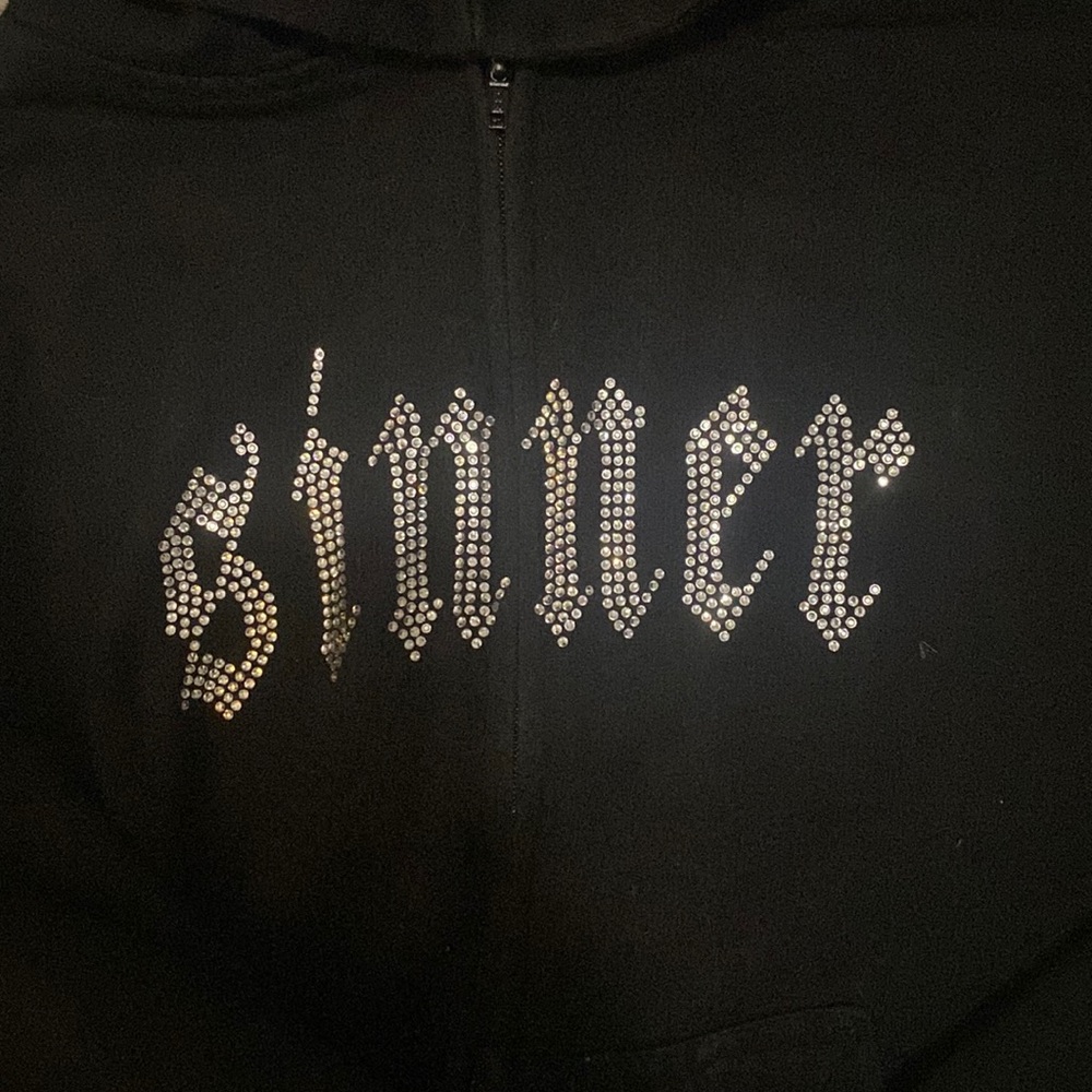 Rhinestone “sinner” zip up